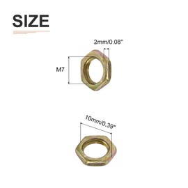 DTGN M7 x 1 mm (DxP) Hex Nuts - 50 Pack - Good for Home Garage Repair - 304 Stainless Steel Hexagon Nuts - Gold Tone
