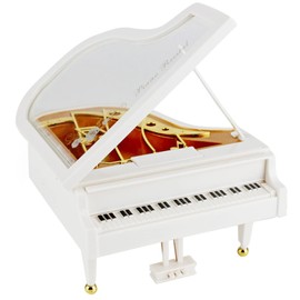FORYNXHWIN Piano Music Box, Mini Piano Music Box Wind Up Can Be Used as Desk Decoration, Ornament, Christmas, Valentine's Day, Birthday Gift (White)