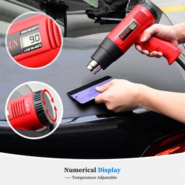 EHDIS Car Wrap Kit with Heat Gun Window Tint Vinyl Wrap Installation Tool Set with Felt Squeegee, Corner Tucking Stick,6 inch Razor Blade Scraper, Rubber Wipper,Film Cutter, Working Gloves