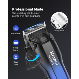 KEMEI KM-2272 - Cortapelos profesionales para hombres, cortapelos inalámbricos, cortapelos eléctricos para hombres, corte de pelo, USB tipo C recargable hasta 200 minutos de uso con pantalla LED