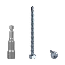 60pcs DIN 7504K Galvanized Steel 5.5 x 70mm Screws Self Drilling Tapping Screw Hex Washer Head Self Tapping (60, 5.5 x 70 mm)