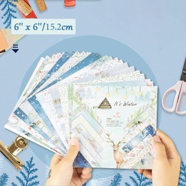 Sunch Craft 24 Sheets 6'' x 6'' Christmas Scrapbook Paper Winter Theme One Sided Cardstock for DIY Card Making Patterned Decorative Paper (it is winter)
