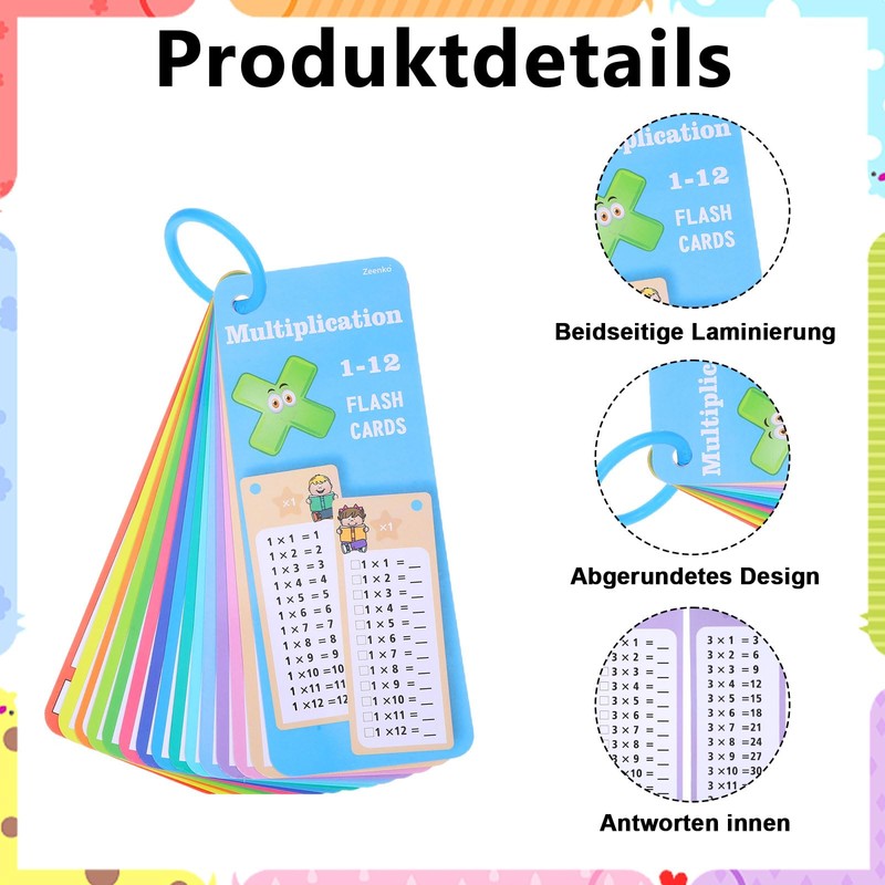 1x1 Flashcards, 15 Pieces Multiplication Table and 2 Dry Wipe