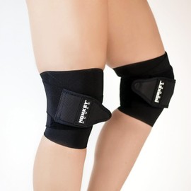 Monkey Power Fit Par de Rodilleras Pro para Levantamiento de Peso Tipo Venda Unitalla con Soporte para Rodillas Color: Negro Clásico