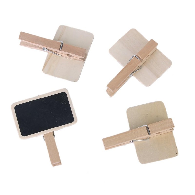 20Pcs Wooden Mini Chalkboard Blackboard with Clip Message Chalk Board