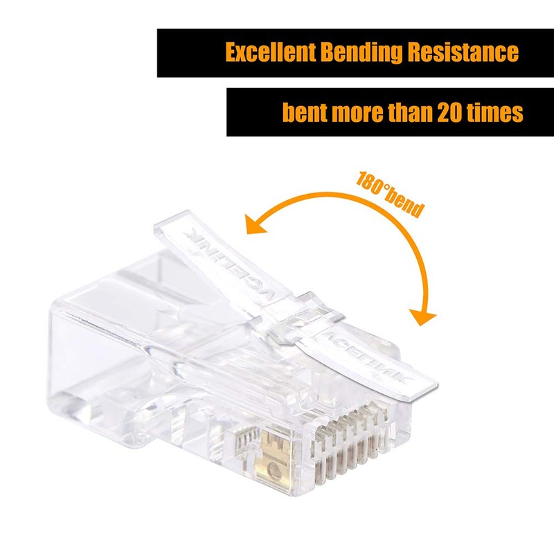 VCELINK Pass Through RJ45 Connector CAT5 CAT5E RJ45 Ends 50pcs