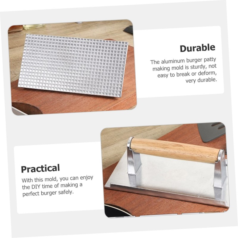 Abaodam Manual Aluminum Burger Press Tool Durable Rectangle Patty Maker