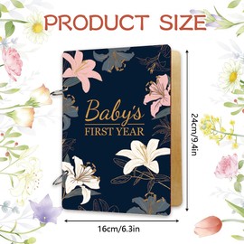 SUPERDANT Baby’s First Year Wooden Loose Leaf Binder Lilys Book Reminder Baby Memory Book Baby Journal Scrapbook Photo Album Cover Calendar Keeper Holder Organizer Card Keepsake NO BINDER RINGS