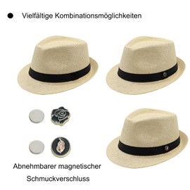 MivBuks Straw Hat Women's Panama Hat Men's Fedora Summer Hat Sun Hat Safari Hat Sun Protection Beach Hat, beige, M