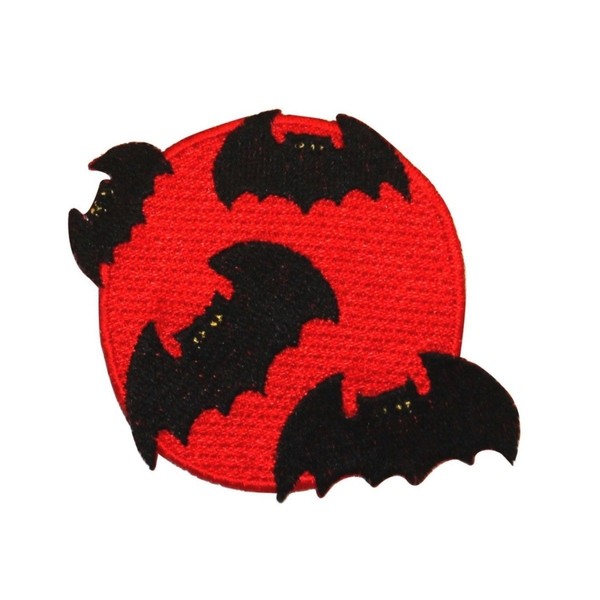 ID 0927Z Blood Moon with Bats Patch Halloween Night Embroidered