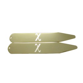 Kiola Designs Gold Toned Etched Greek Letter Chi Collar Stays