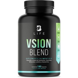 Camomila, Luteína y Zeaxantina de 180 Cápsulas 1000 mg por porción. Vitamina A, C, E y Zinc, Cobre. Ingredientes naturales. Vsion Blend B Life