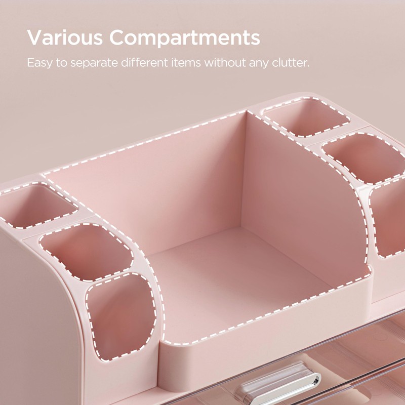 HBlife Makeup Organizer for Vanity with Brush Holder, Large Bathroom