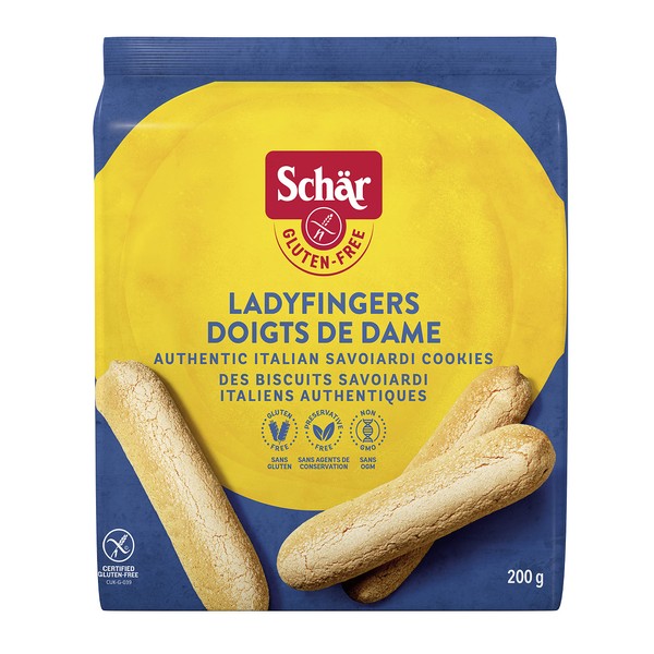 Schar Gluten-Free Lady Fingers - Non GMO, Lactose Free, Preservative Free, Gluten-Free Italian Cookies, 200 g (Pack of 1)