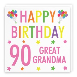 Hunts England - Great Grandma 90th Birthday Card - Happy Birthday - 90 - Great Grandma - Colourful Collection