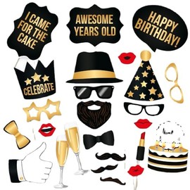 XiXiYang Birthday Party Props Set with Silly Mustaches and Decor for Photos Birthday Engagement Wedding Funny, 34 Pieces