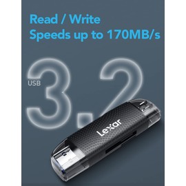 Lexar RW310 Memory Card Reader, USB 3.2 Gen 1 Up to 170MB/s Speeds 2 in 1 USB-C USB-A for SD/Micro SD/SDHC/SDXC Camera Card Reader Adapter, OTG Micro SD Card Reader for PC/Laptop/Smart Phone/Tablet