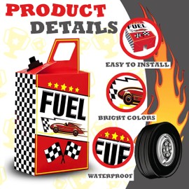 8HREST 36PCS Race Car Fuel Can Treat Boxes Racing Birthday Party Supplies Black And White Checkered Flag Party Boxes