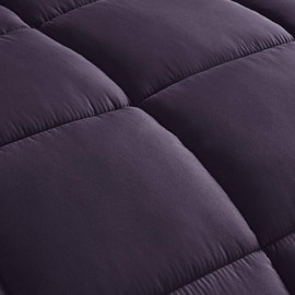 Chezmoi Collection 3-Piece Down Alternative Comforter Set - Lightweight All Seasons Luxurious Brushed Microfiber Comforter (Oversized Queen, Dark Purple)