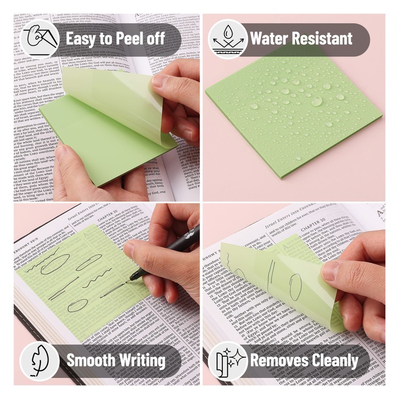 Mr. Pen- Sticky Notes, 3”x3”, 12 Pads, Transparent Sticky Notes,