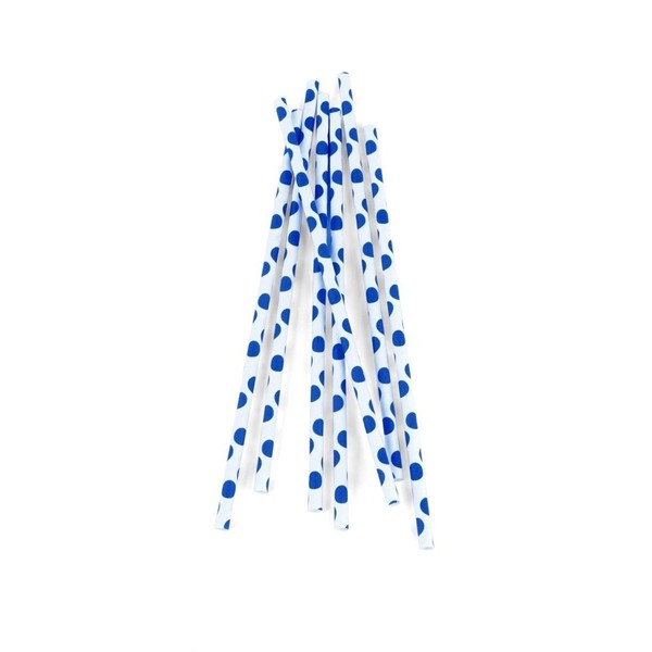Kikkerland Dots Paper Straw, Blue