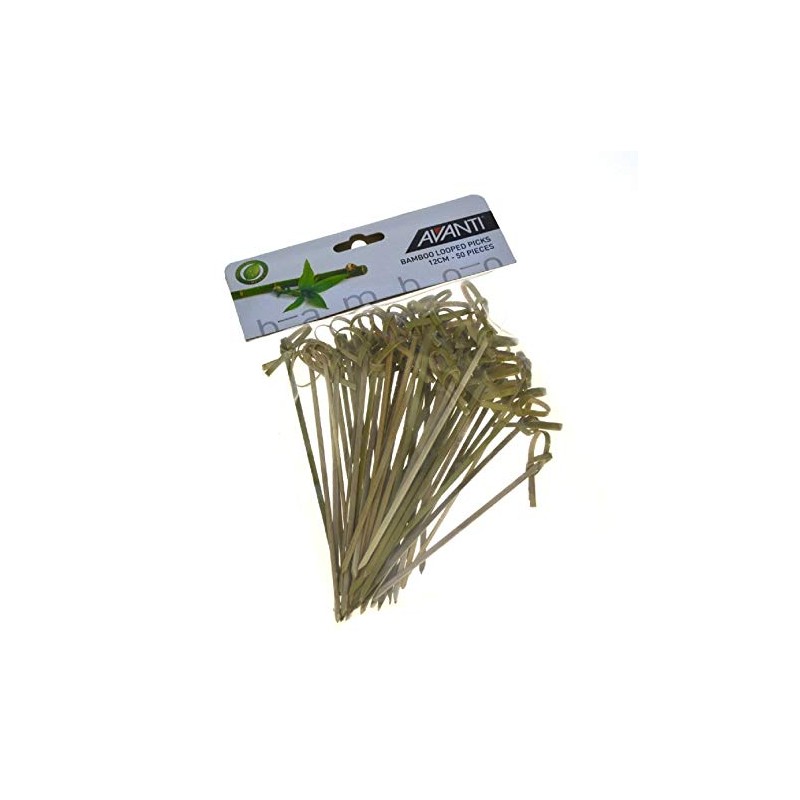 Avanti Bamboo Looped Picks 50-Pieces Set, 12 cm Length,Brown