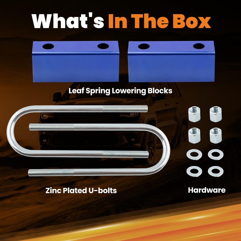Tuningsworld 3" Lowering Block Kit and U-bolts Kit for Chevy