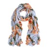 Elegant Featherweight Roses Floral Scarf, Gray