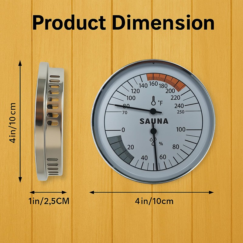 Sauna Thermometer and Hygrometer Combo – Precise Temperature & Humidity