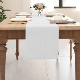 Soft Caddice Faux Linen Table Runner Cloth 2 Side for Kitchen Family Dinners or Gatherings, Indoor or Outdoor Parties, Everyday Use (12 x 72, Seats 4-6 People), Pure White