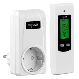 revolt Thermostat Radio Socket: Socket Thermostat with Mobile Control Unit for Heating and Air Conditioner (Temperature Switch Socket, Wireless Temperature Switch, Thermostats Mobile Control Units)