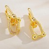 Gold Paperclip Earrings for Women 18K Gold Plated Chunky Hoop