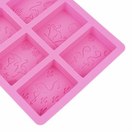 Silicone Moulds Flamingos, 6 Holes Hawaiian Theme Craft Art Silicone Soap Mold, Rectangle Sunshine Animals Plants Craft Moulds DIY Handmade Soap Molds Soap Making Supplies