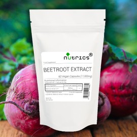 Nutrics® Beetroot Extract 20:1 11000mg Extract V Capsules 20:1 Vegan Capsules- Beta Vulgaris Strong Supplement - Suitable for Vegan Vegetarian Halal & Kosher Diet - 60 Capsules (2 Months Supply)
