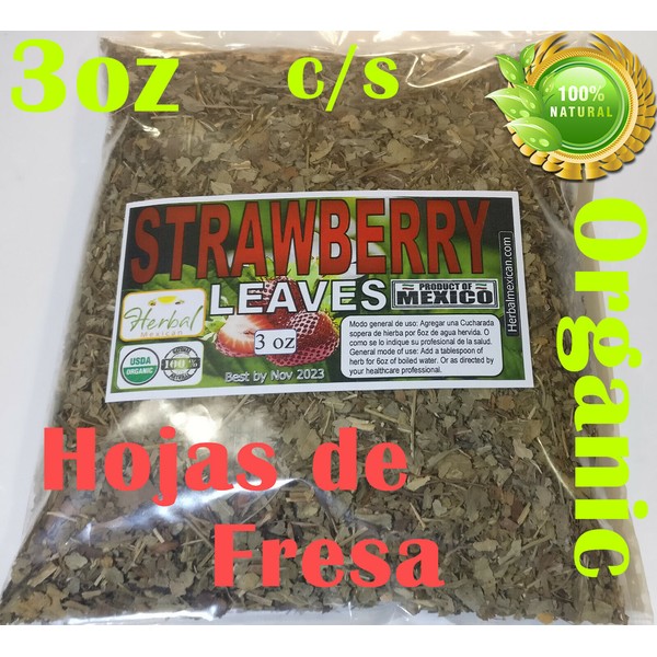strawberry leaf/leaves,Strawberry herbal tea 3oz, Hojas de fresa Organic c/s !