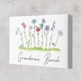 Mothers Day Gifts - Grandma's Bunch - Grandma Gifts - Grandma Birthday Gifts - Nana Gifts - Gigi Gifts - Great Grandma Gifts - Cool Presents For Grandma - Grandma Gift Ideas - Custom Canvas Wall Art