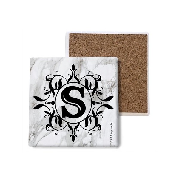 SJT ENTERPRISES, INC. Initial/Letter Marble Texture Coasters -S Absorbent Stone