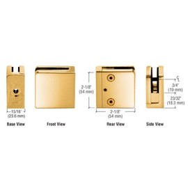 C.R. LAURENCE Z806GP CRL Gold Plated Z-Series Square Type Flat Base Zinc Clamp for 1/4" and 5/16" Glass