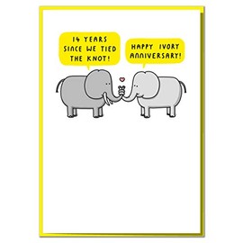 14 Years Since We Tied The Knot! Cute 14th Anniversary Card