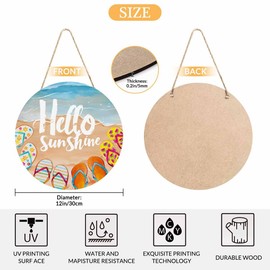 Beabes Cute Welcome Sign for Front Door Hello Summer Lovely Beach 12x12 in Hanging Outdoor Home Porch Decorations