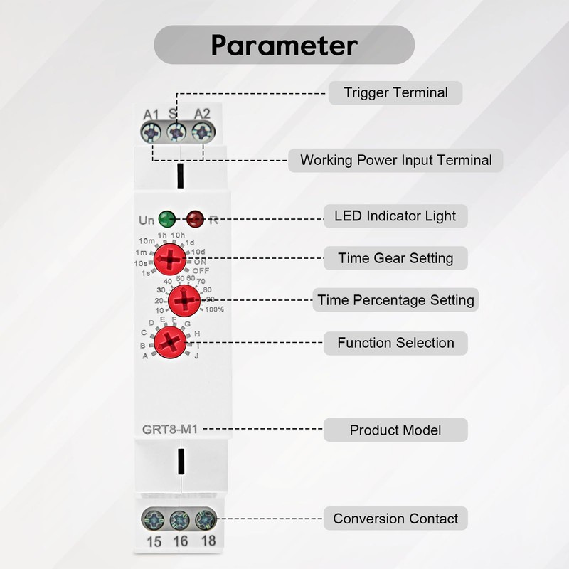 Multifunctional Delay Time Relay, GRT8-M1 Time Relay Delay with 10