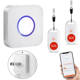 Sistema de botón de llamada inalámbrico inteligente WiFi para personas mayores, discapacitados, ancianos, alerta de vida de emergencia, Wi-Fi de 2.4 GHz, soporte de aplicaciones (1 puerta de enlace 2