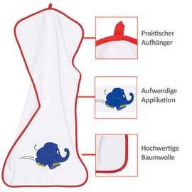 Smithy Children's Towel, 100% Cotton, Baby, Girls, Boys, Terry Towelling, Original Blue Elephant from Die Sendung mit der Maus