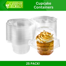 Green Direct Clear Stackable Cupcake Boxes Disposable Individual Cupcake Containers Airtight With Lid Plastic Carrier Bpa Free Cupcake - 100