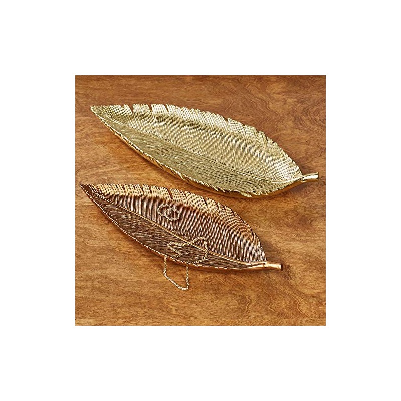 Palm Leaf Decorative Trays Copper and Gold Set of 2