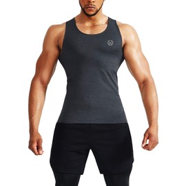 NELEUS Men's 3 Pack Compression Tank Top Athletic Undershirts,5074,Black (Grey),3XL