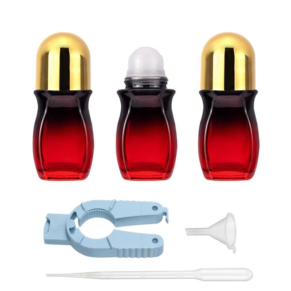 Hordolry 30ml Roller Bottles for Essential Oils, 3 Pack Glass