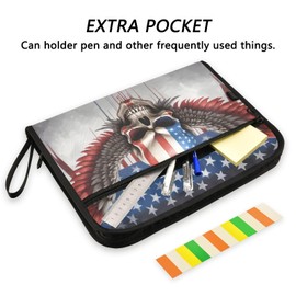 ZENWAWA Expanding File Folder 13 Pockets with Label, Red Blue Skull Print Portable Document Pouch Legal Size Accordion Document Organizer