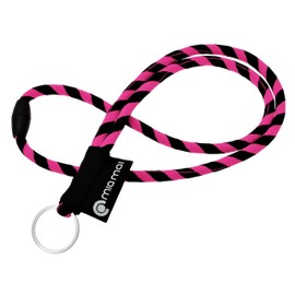 Mia Mai Tubular Lanyard (45 cm) Lanyard with Safety Clasp, Key Ring Keyring, pink / black