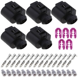 ECSiNG 5 Set Universal Car Female Sensor Plug 3 Pin Sockets with Female Connectors & Gaskets Waterproof Repair Kit 3D0973703 1J0973703